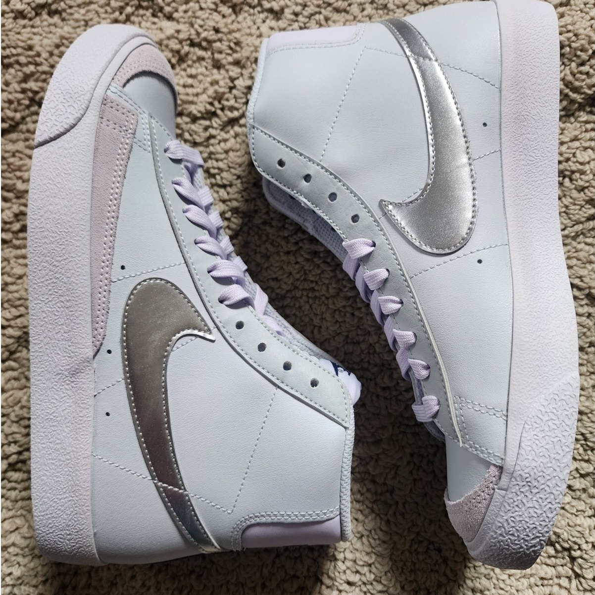 Nike Blazer Mid 77 Platinum Grape Metallic Silver Brand New Sz 6y